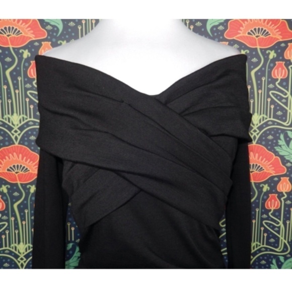 Diane Von Furstenberg DVF Black Wool Knit Off The Shoulder Sexy Minx Dress - Picture 5 of 9
